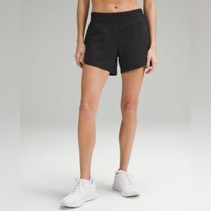 Track That Mid rise black lululemon 5” shorts lined